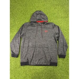 Under Armour ColdGear Hoodie Mens XL Grey Red Loose Fit Pullover Sweatshirt